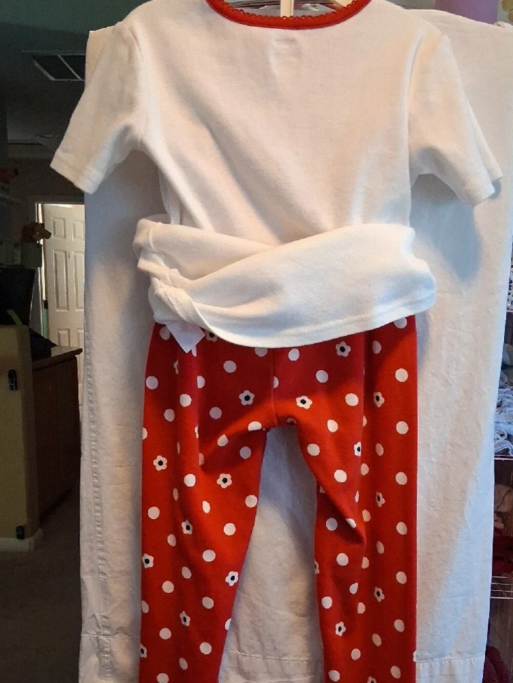 Gymboree Girls White & Red Ladybug Applique Pajama Set Size 8 Great Condition